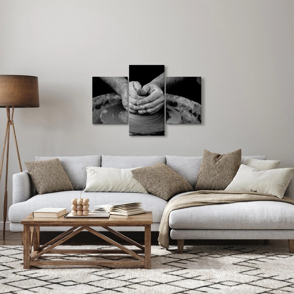 Tablou alb negru - producția de ceramică (90x60 cm)