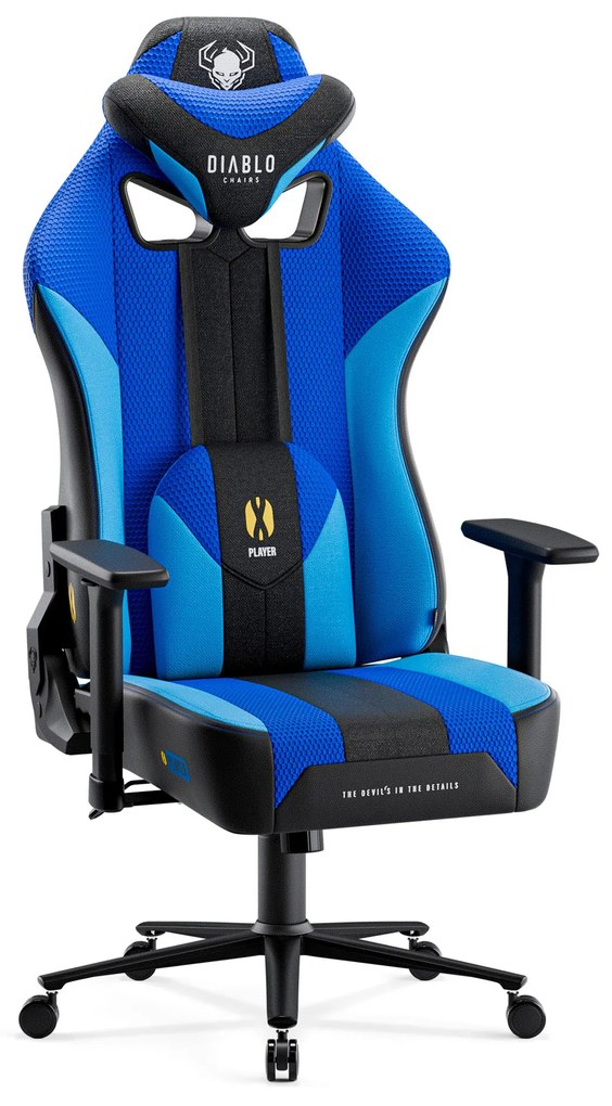 Scaun gaming din material Diablo X-Player 2.0: Frost black/ negru, King Size