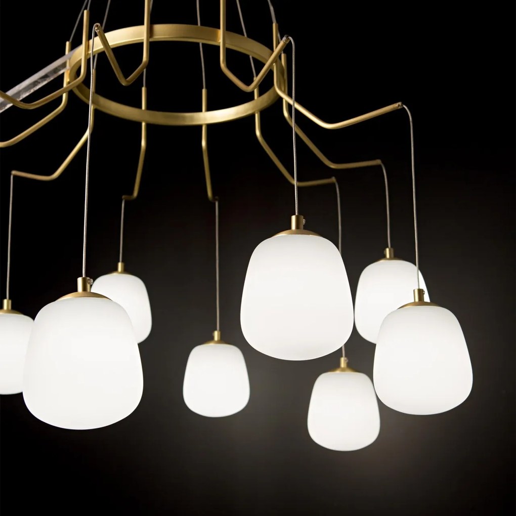 Lustra cu 10 pendule design modern KAROUSEL SP10, alama D-82,5cm 206394