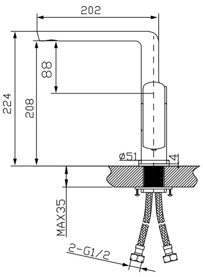Sapho - Baterie pentru lavoar MIXONA 22,4 cm, crom lucios