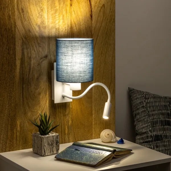 Lampă LED de perete Brilagi NUBILA 1xE27/25W/230V + LED/3W alb/albastru închis