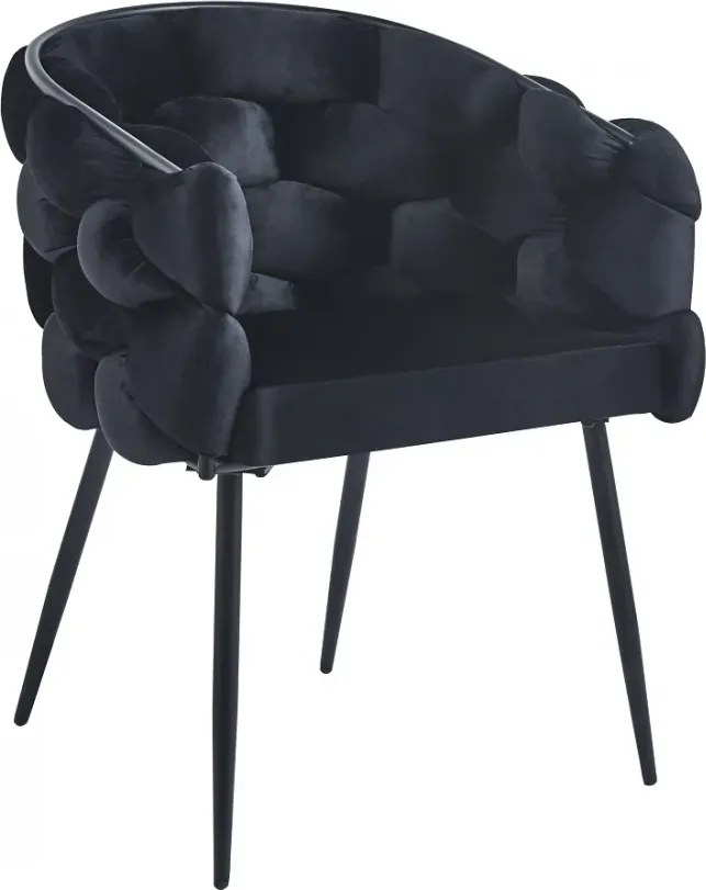 RESIGILAT- Scaun dining, tapiterie catifea, cadru metalic negru, Negru