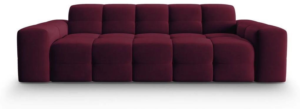 Canapea Kendal cu 3 locuri si tapiterie din catifea, rosu inchis