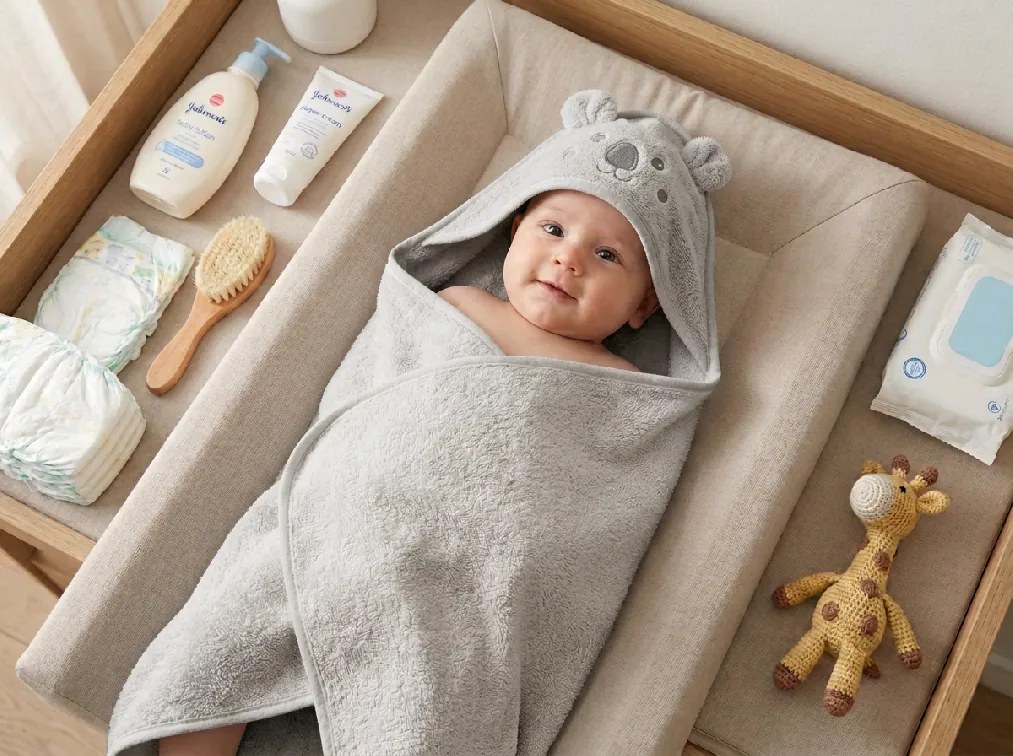 Prosop pentru copii cu gluga KODA 75x75 cm, gri