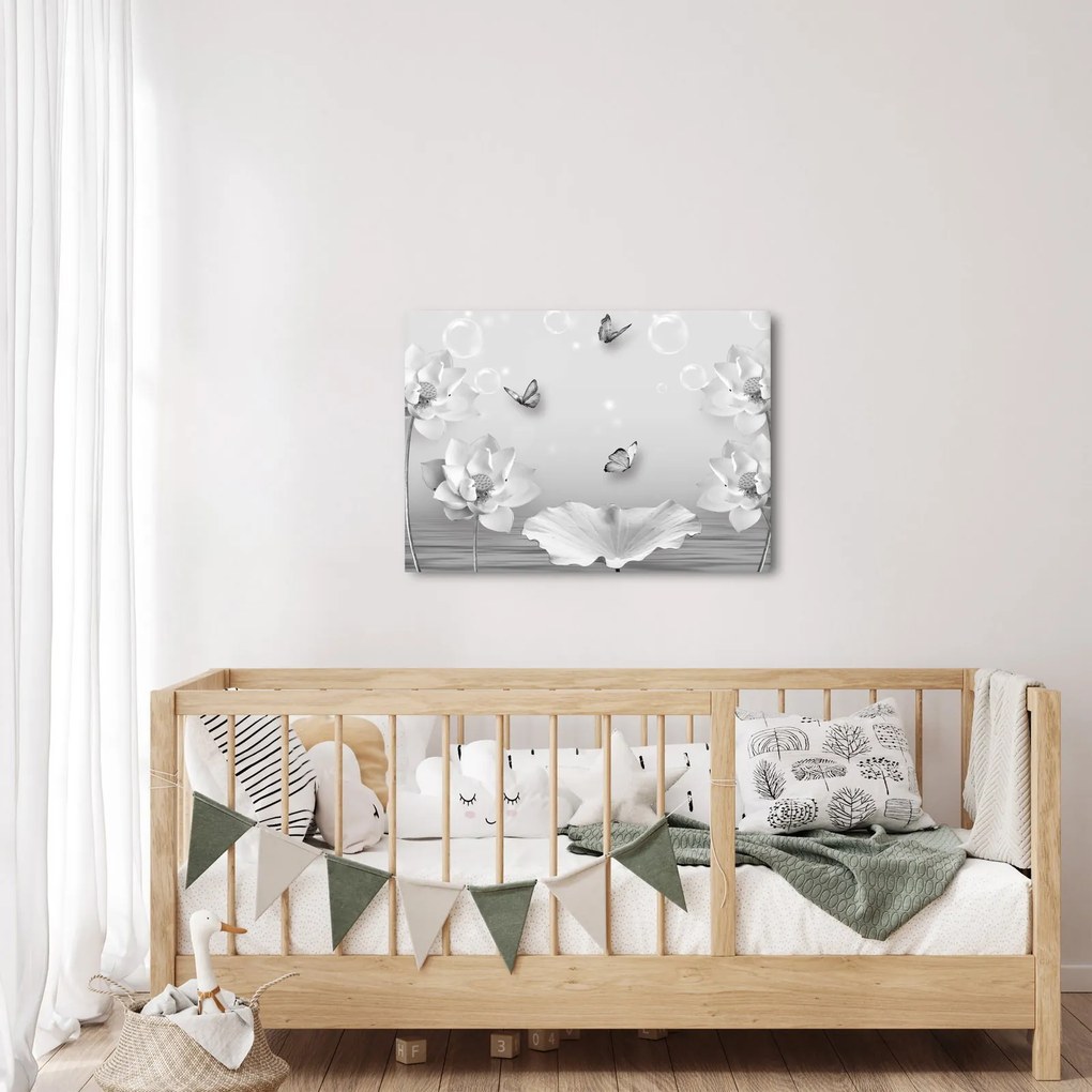 Tablou - Design flori și fluturi (70x50 cm)