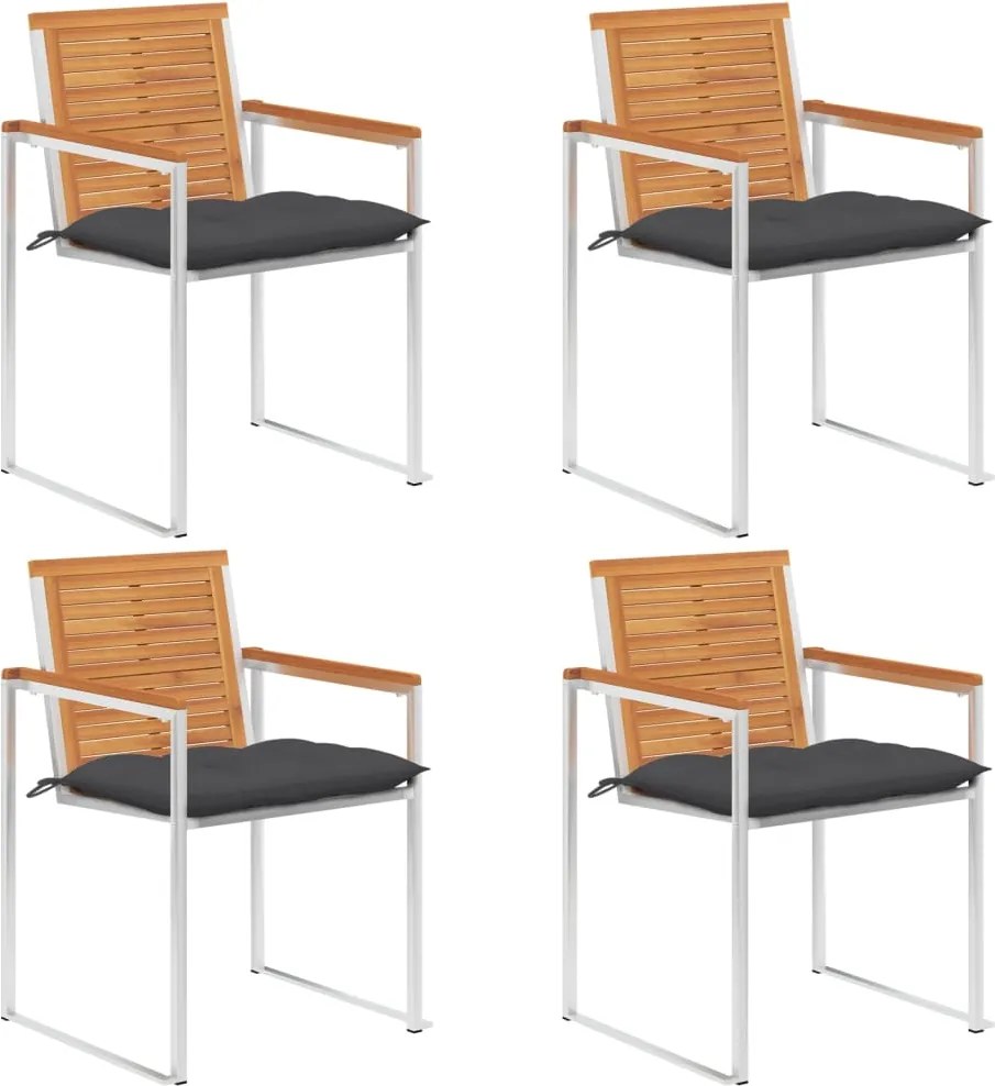 vidaXL Scaune de grădină cu perne, 4 buc., lemn masiv de salcâm