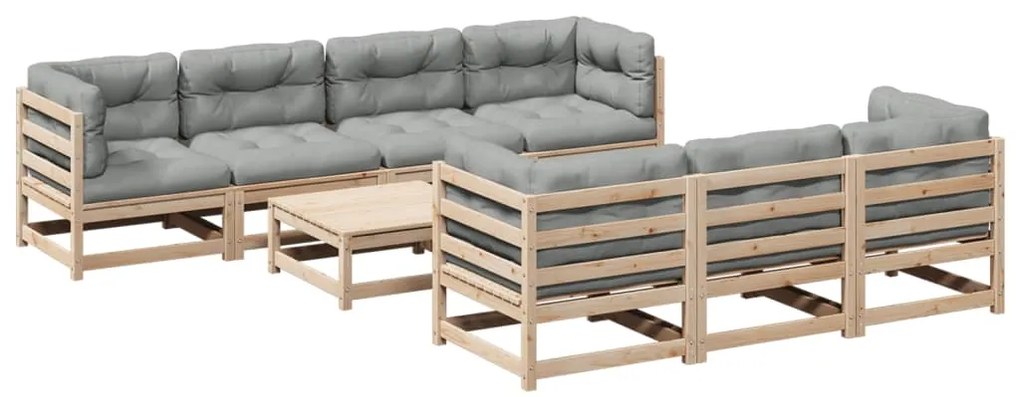 3299324 vidaXL Set canapea de grădină cu perne, 8 piese, lemn masiv de pin