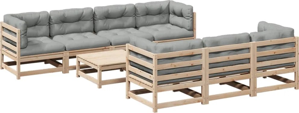 vidaXL Set canapea de grădină cu perne, 8 piese, lemn masiv de pin