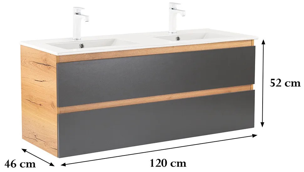 Dulap inferior Vario Forte 120 cu lavoar stejar-antracit