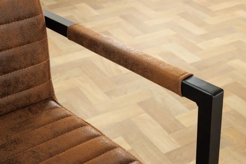 Set 2 scaune cu brate Loft maro antic/ negru