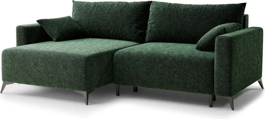 Colțar verde închis extensibil/cu spațiu de depozitare cu tapițerie din chenille (cu colț pe partea stângă/cu șezlong) Leon – Maison de Rêve