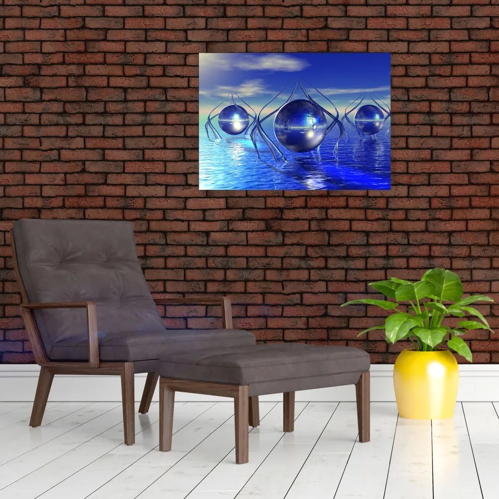 Tablou pe sticlă cu abstracție - apa (70x50 cm)