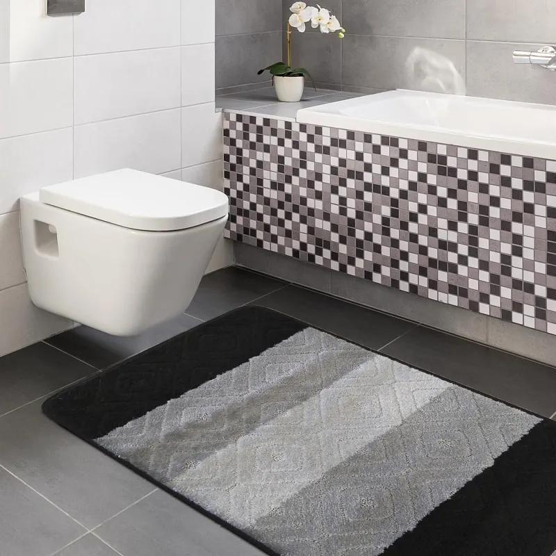 Set de baie și toaletă din două piese negru și gri 50 cm x 80 cm + 40 cm x 50 cm