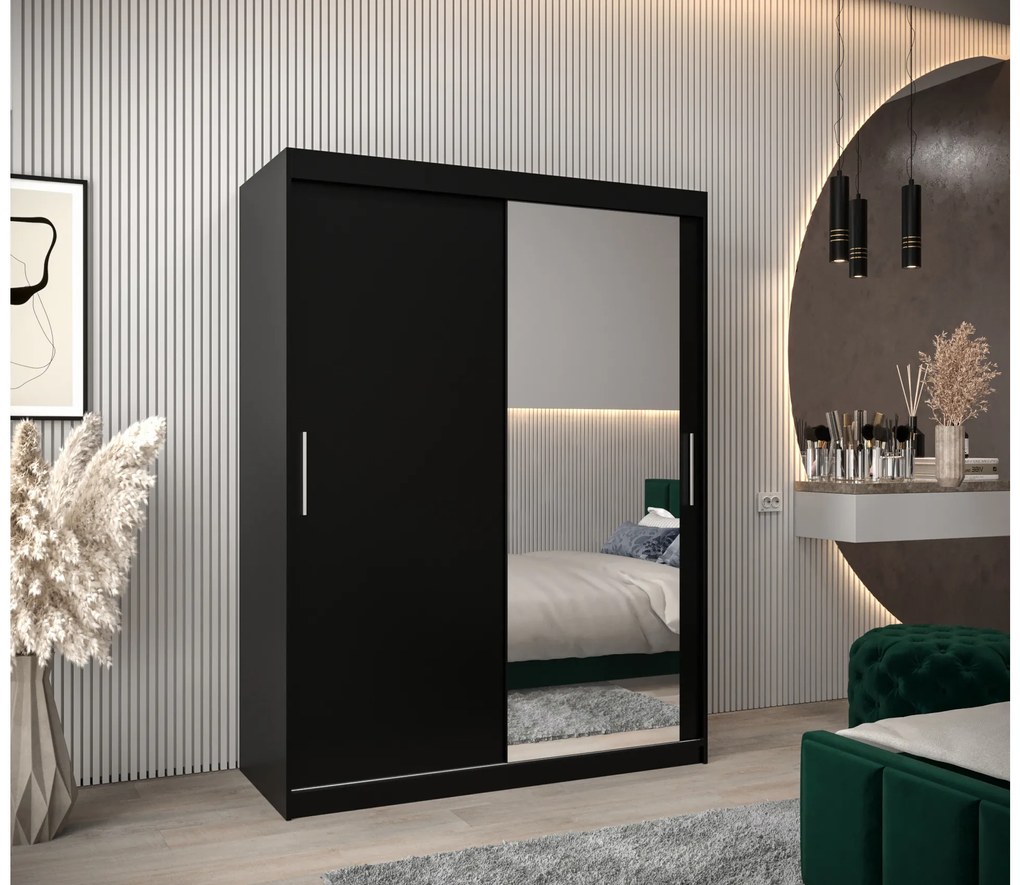 Dulap de haine 150 cm Toki 2 (negru mat + negru mat). 1064990
