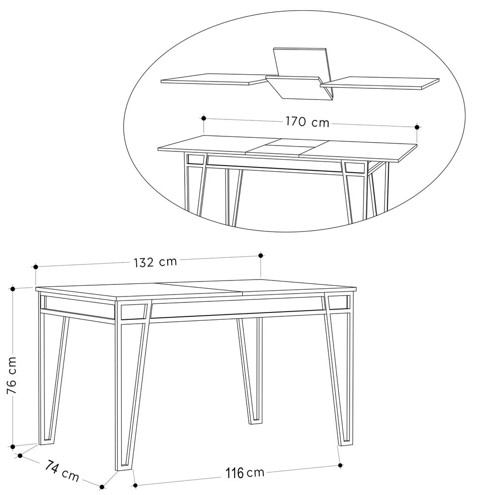 Masă extensibilă Pal - Oak