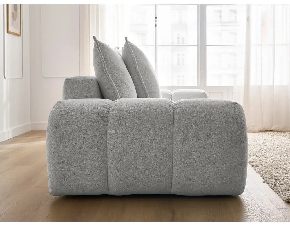 Canapea gri deschis cu tapițerie din chenille 278 cm Everest – Bobochic Paris