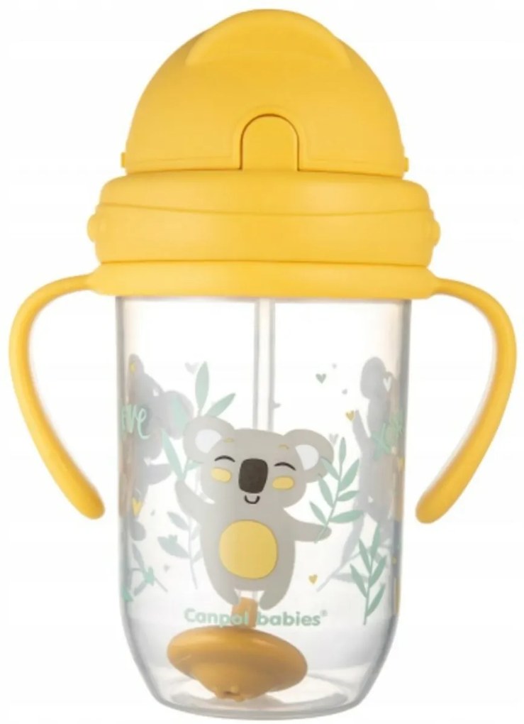 Canpol babies Cana care nu se toarna cu un pai și greutăți Exotic Koala - galben, 270 ml