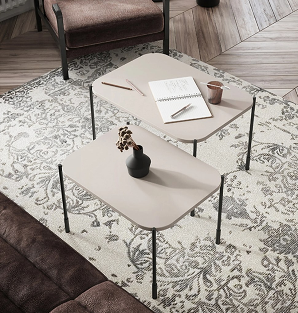 Măsuță de cafea dreptunghiulară Sonatia 60 cm cu picioare metalice - casmir