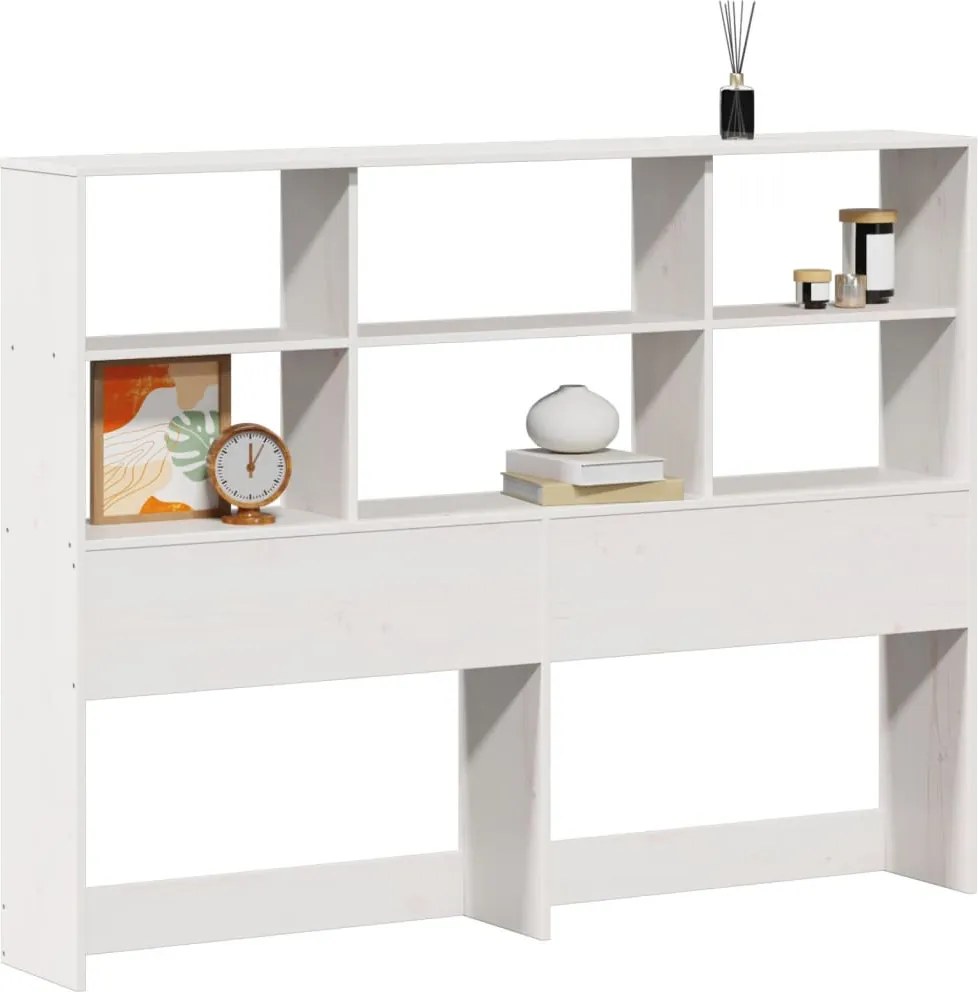 vidaXL Tăblie de pat cu depozitare alb 120 cm lemn masiv de pin