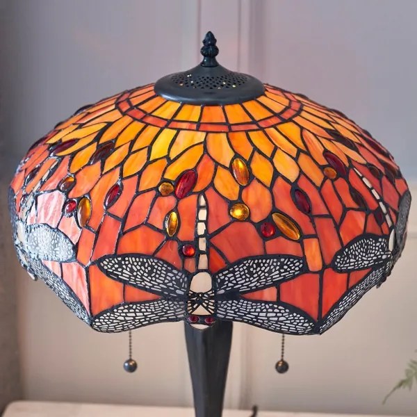 Endon 64093 - Lampă de masă Tiffany DRAGONFLY, Ø 41 cm, 2xE27/60W/230V