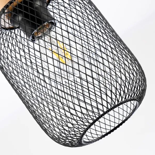 Brilagi - Lampă suspendată pe cablu BASKLITE 1xE27/15W/230V lemn de cauciuc/negru