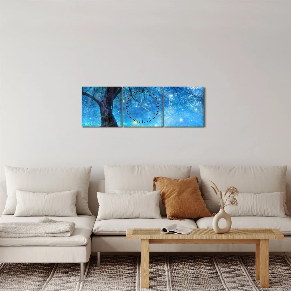 Tablou - Pădure mistică (cu ceas) (90x30 cm)
