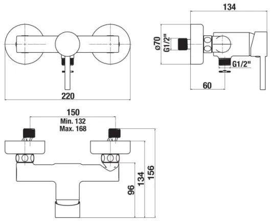 Baterie de duș JIKA H3312F77164001 MIO negru mat