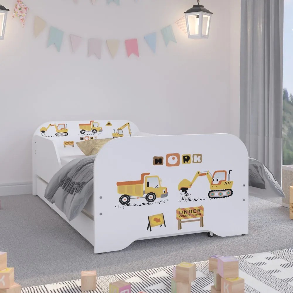 Pat baieti cu excavator si camion 140 x 70 cm