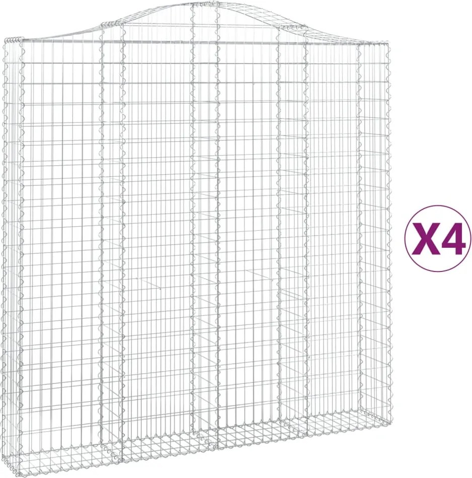 vidaXL Coșuri gabion arcuite 4 buc. 200x30x200/220 cm fier galvanizat