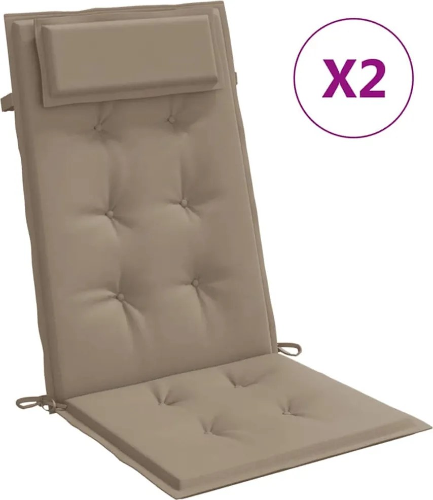 vidaXL Perne scaun cu spătar înalt, 2 buc, gri taupe, țesătură Oxford