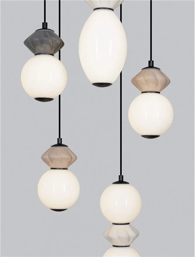 Lustra LED suspendata decorativa ceramica mocha, gri, alb, PALLINA 5L