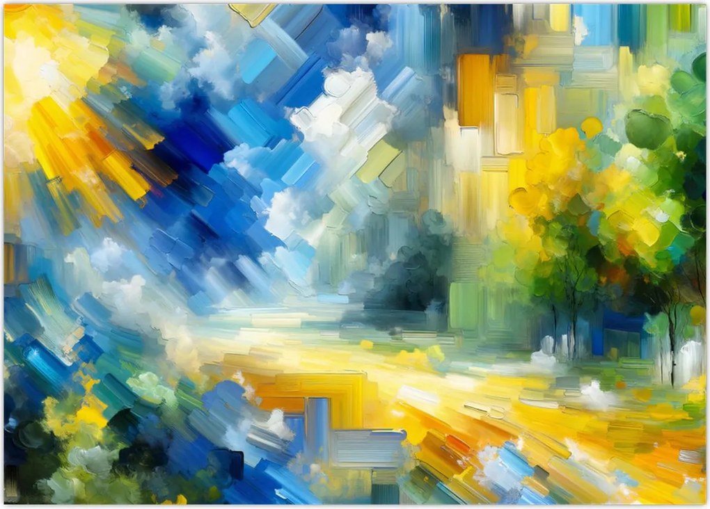 Tablou pe sticlă - Zi însorită abstractă (70x50 cm)