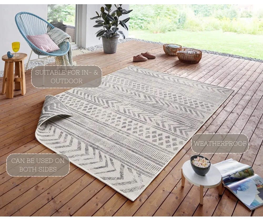 Covor adecvat pentru exterior NORTHRUGS Biri, 160 x 230 cm, gri-crem
