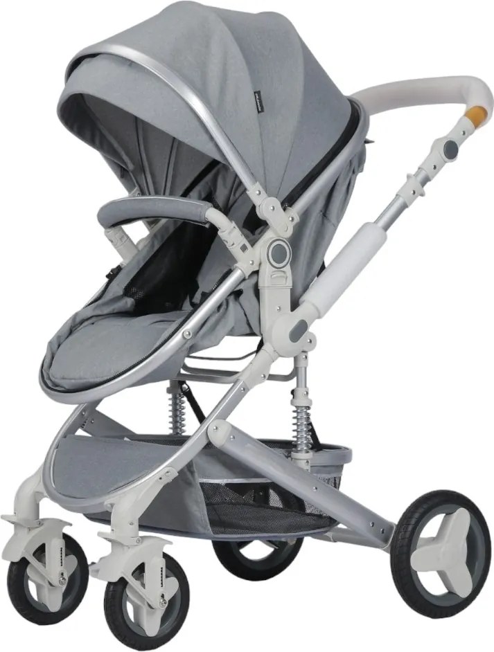 Carucior nou nascuti 3 in 1 NOVOKIDS™ 5300, Cu geanta bebe, Cadru Aluminiu, Amortizoare, Roti din cauciuc plin AVE, Landou, Scoica auto, Spatar