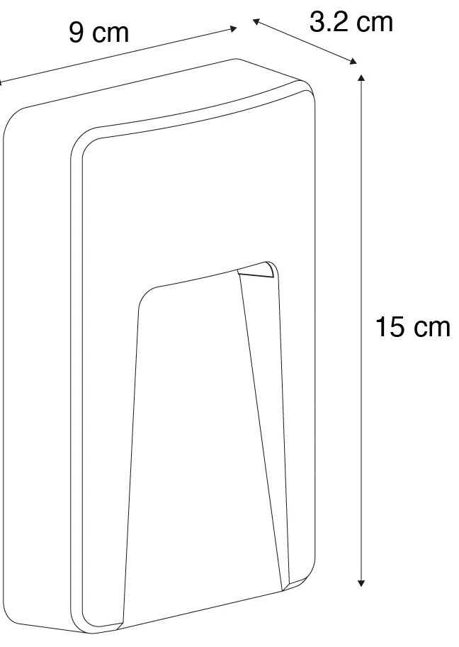 Set 2 Aplice Perete Exterior Negre Dreptunghiulare cu LED Integrat IP65 - Gem