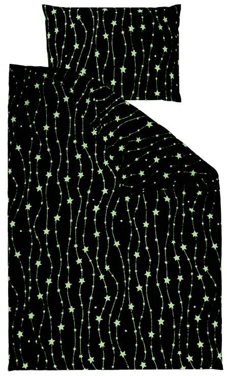 Lenjerie de pat fosforescenta din microplus gri STARS AND POINTS Dimensiune lenjerie de pat: 70 x 90 cm | 140 x 200 cm