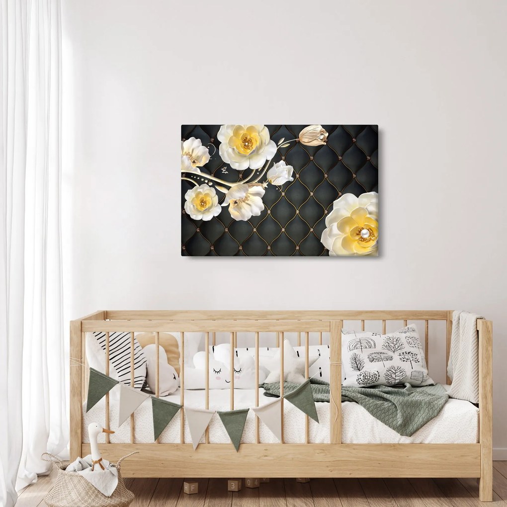 Tablou - Imagine cu flori de trandafir alb (90x60 cm)