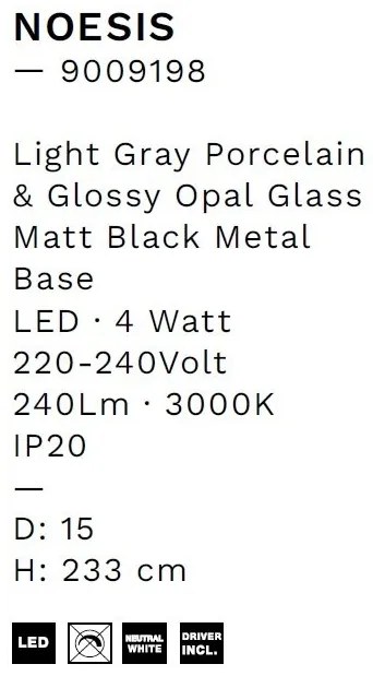 Pendul LED decorativ portelan bordeaux, sticla alb, NOESIS