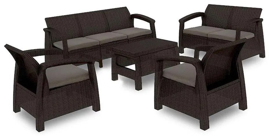 Set de mobilier de grădină Corfu max set, culoare maro, cu perne taupe calde