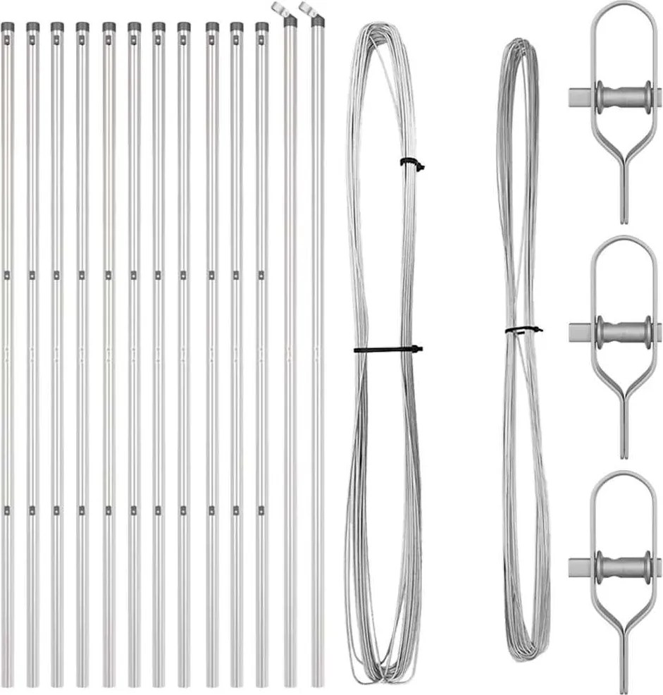 vidaXL Stâlp de gard. 13 pcs Argintiu Oțel