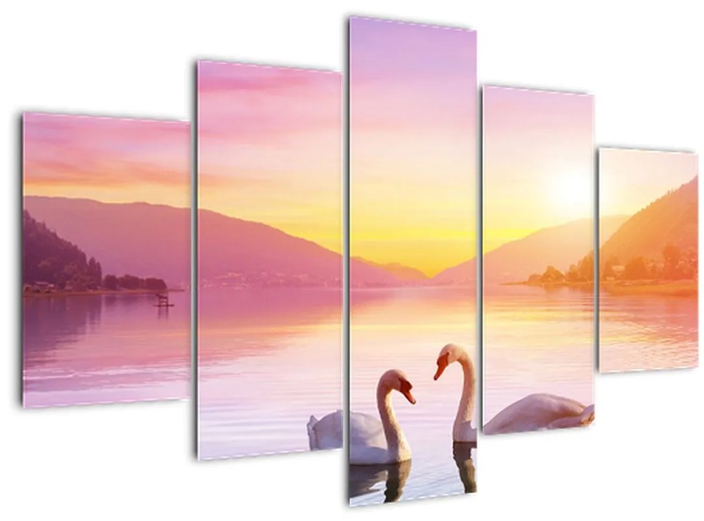 Tablou - Lebăde îndrăgostite (150x105 cm)