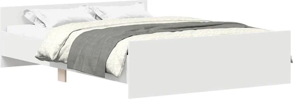 vidaXL Cadru de pat cu tăblie, alb, 135x190 cm