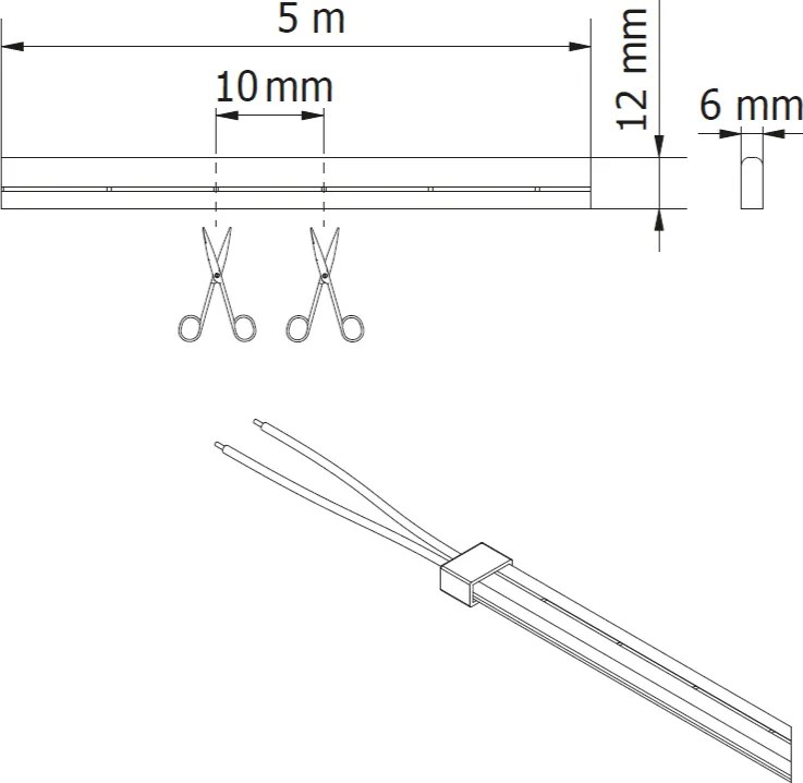 Bandă LED Neon Flex GTV pentru mobilier, lumină neutră, 100 LED m, 200 lm m, 12V, IP65, 5 m Alb neutru, 12 W/m, 12 V, Neon Flex, 200 lm/m, 12 mm