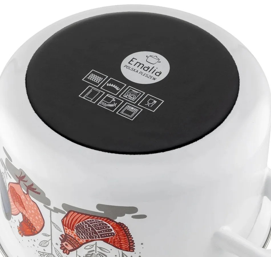 Oală emailată cu capac Emalia Pleszew Rubinka, 20 cm, 3,7 l, diam. 20 cm
