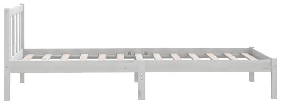 Cadru de pat uk single, alb, 90x190 cm, lemn masiv de pin