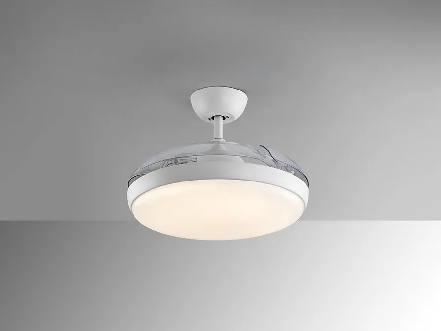 Lustra LED cu Ventilator si telecomanda, lame retractabile Venturi alb
