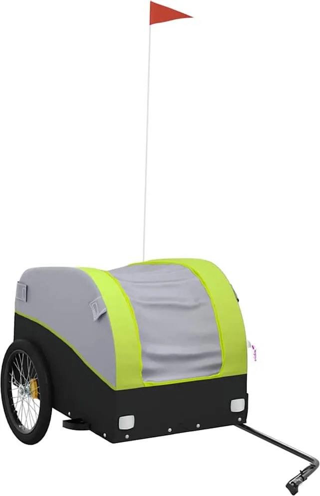 vidaXL Remorcă pentru biciclete, negru și verde, 45 kg, fier