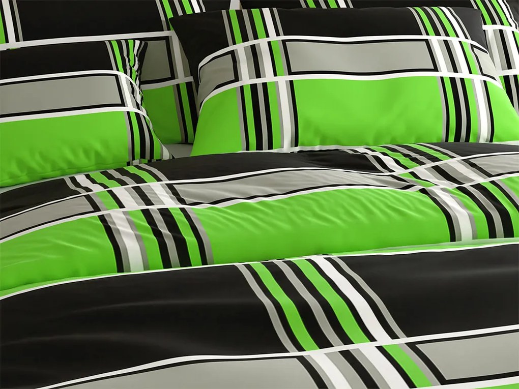 Lenjerie de pat din policoton KARO POLY verde Dimensiune lenjerie de pat: 70 x 90 cm | 140 x 200 cm