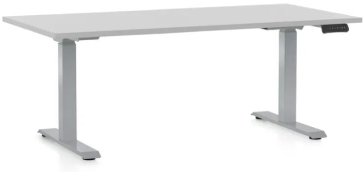 Masa inaltime reglabila OfficeTech D, 160 x 80 cm, bază gri, gri deschis