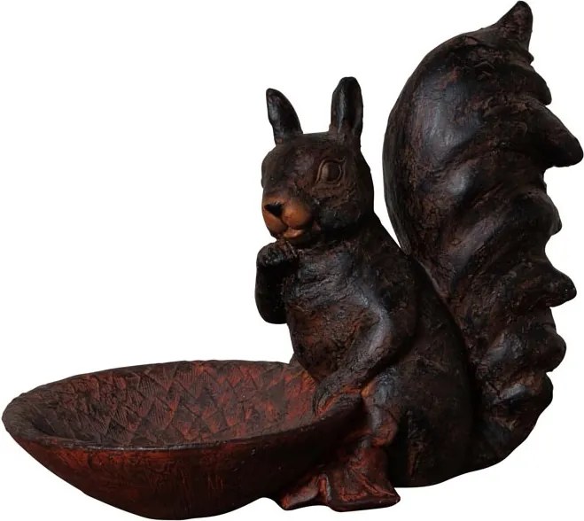 Tăviță decorativă veveriță, din rășină, finisaj maro antichizat, 25x14x19 cm, "Écureuil"